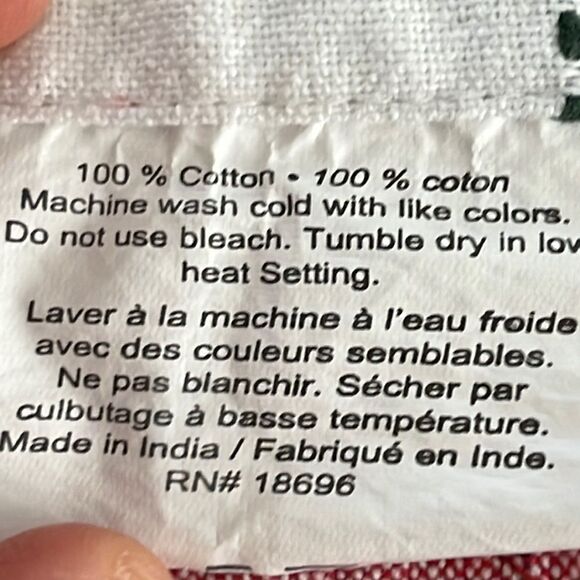 Set of 5 Bold & Vibrant White Green Red Plaid Cotton Cloth Christmas Napkins - Picture 16 of 16